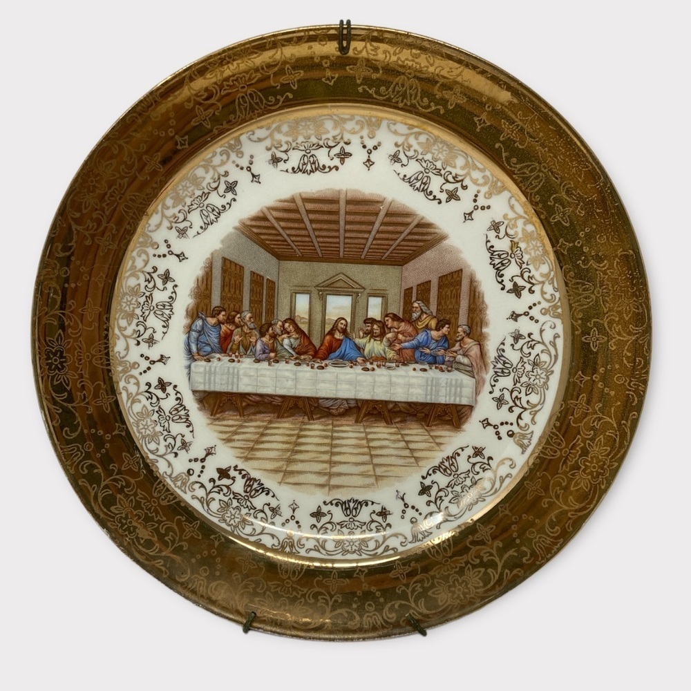 Vintage. 32k Gold Crest Plate. Jesus and His Disciples. The Last Supper. 10”